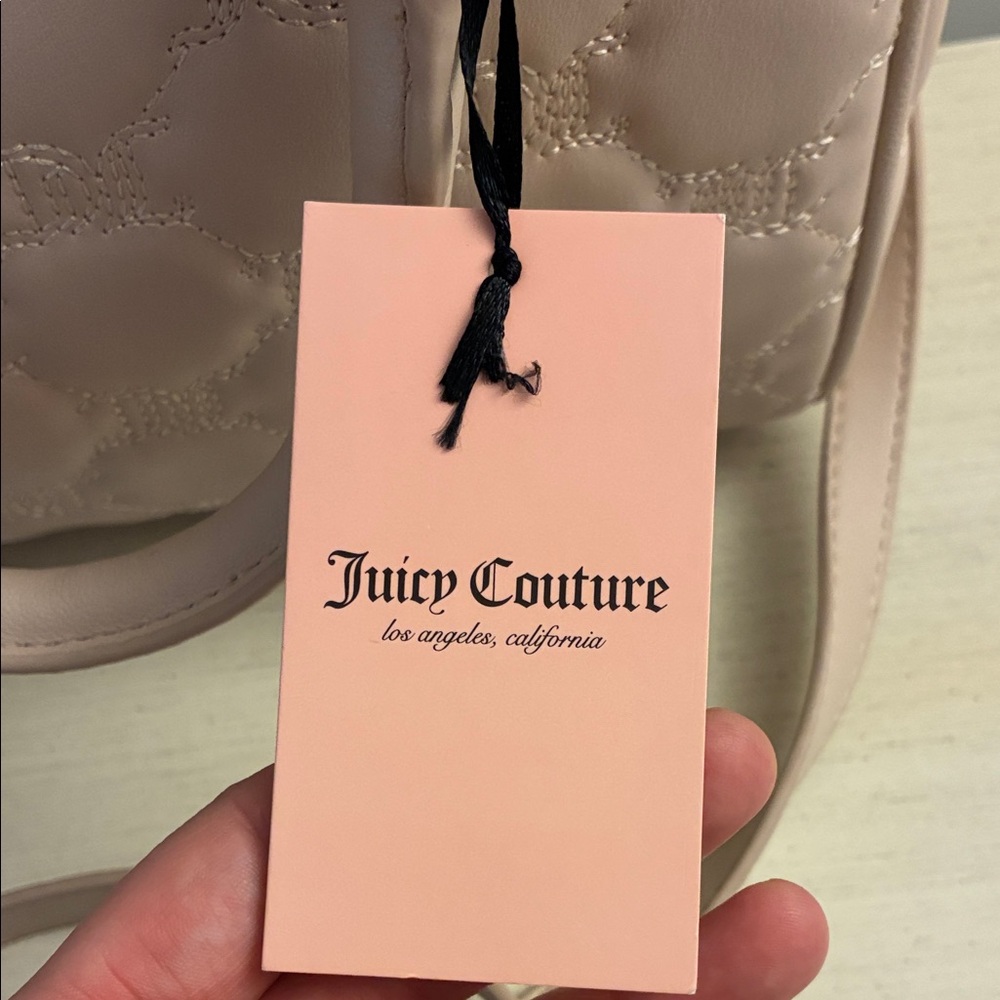 NWT 💖 Juicy Couture Quilted Beige Satchel with Pearl Accent - Picture 5 of 8